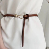 No-Hole Vintage PU Leather Knotted Belt for Women