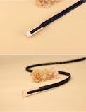 Women’s Korean Fashion PU Leather Thin Waist Belt with Metal Accents