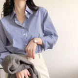 Classic Striped Long Sleeve Blouse for Women