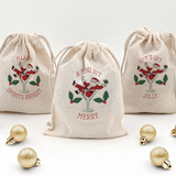 5-Piece Merry Santa in Martini Glass Drawstring Bags