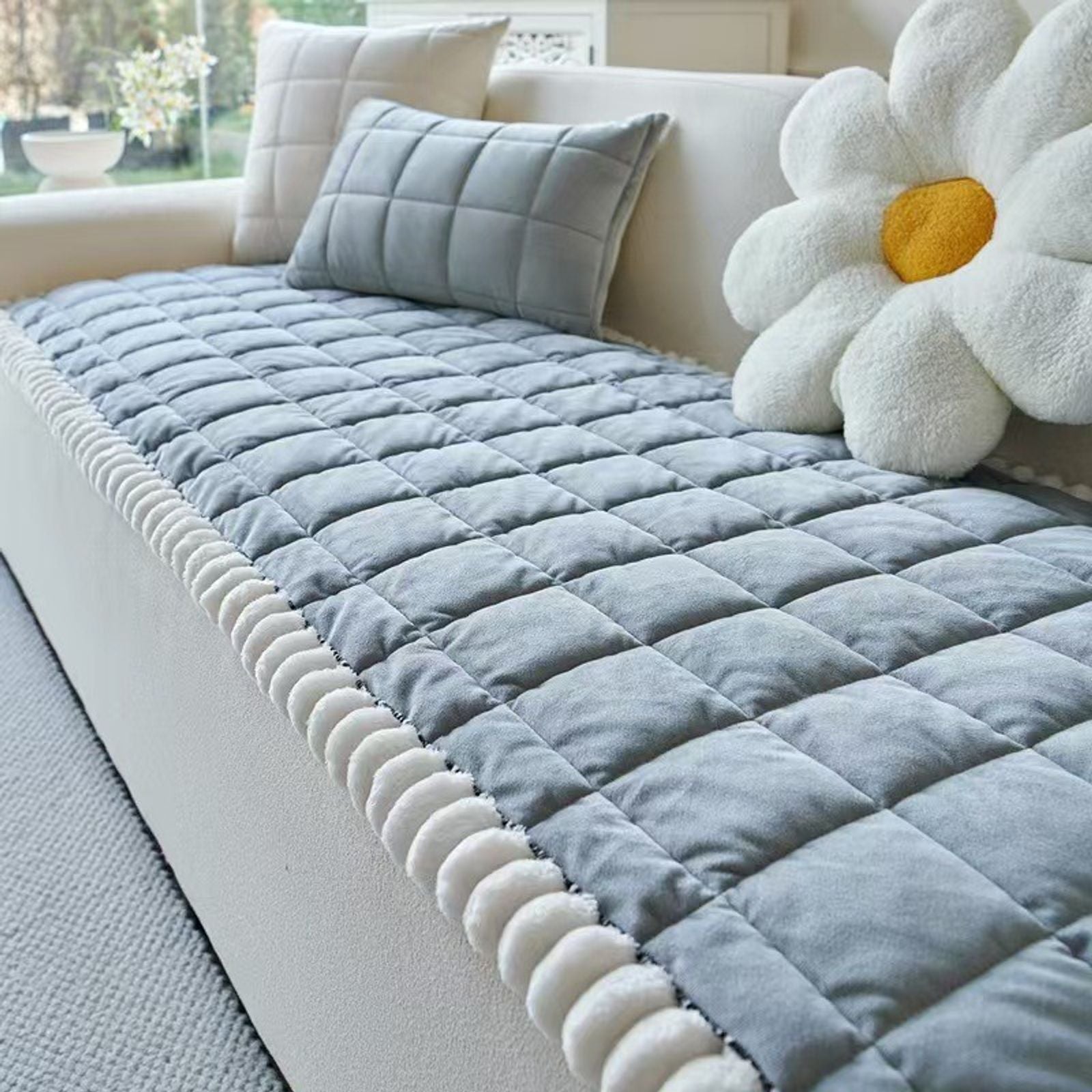 Simple Solid Color Thick Sofa Cushion for Living Room