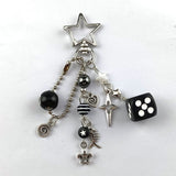 Punk Black Love Cross Fish Bone Pendant Keychain