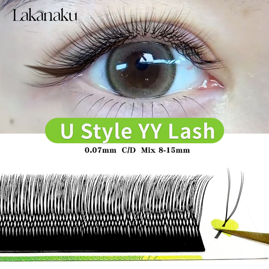 Lakanaku 2D Eyelash Extensions - U YY Fiber Double Tips