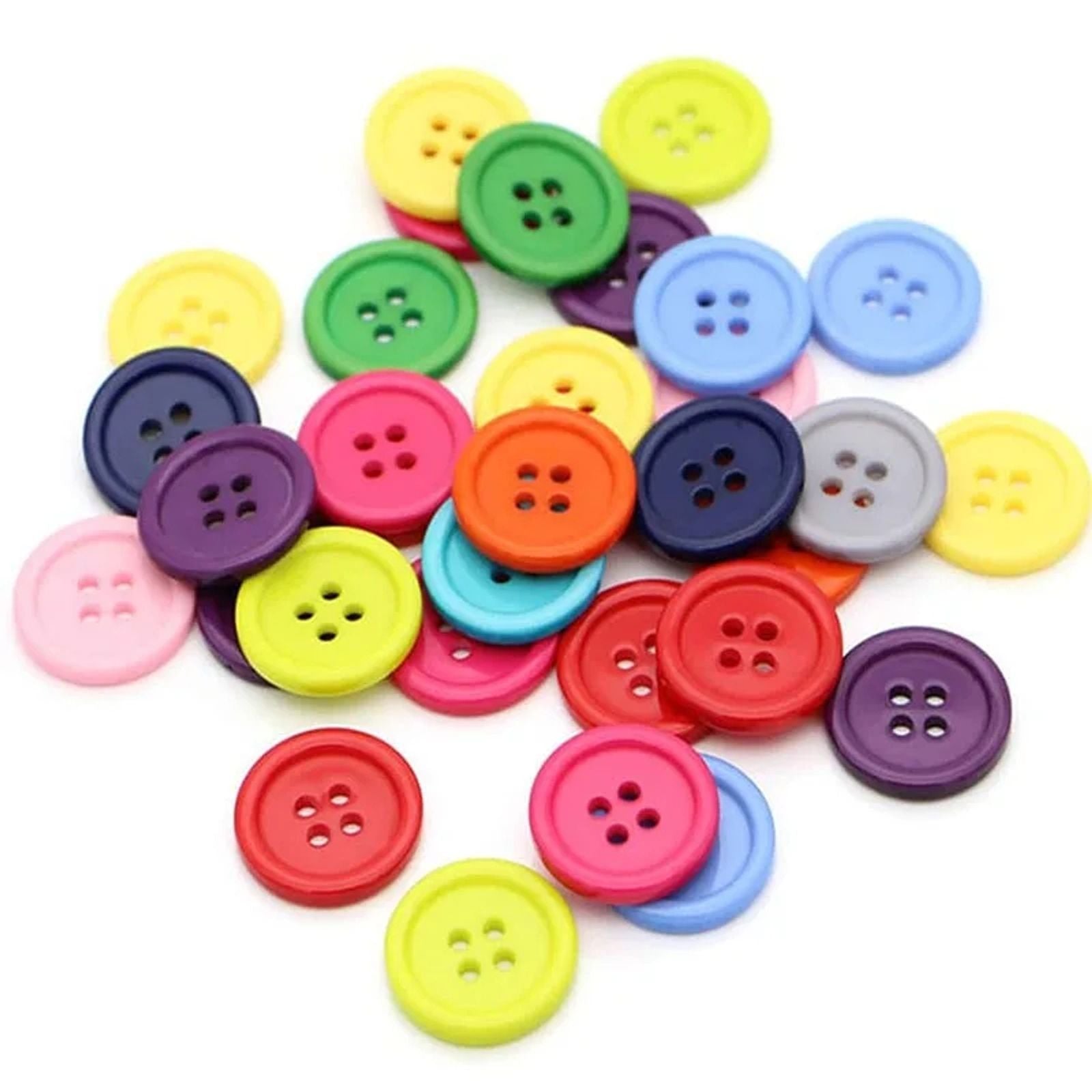 100PCS Colorful Mixed Resin Buttons for DIY Crafts