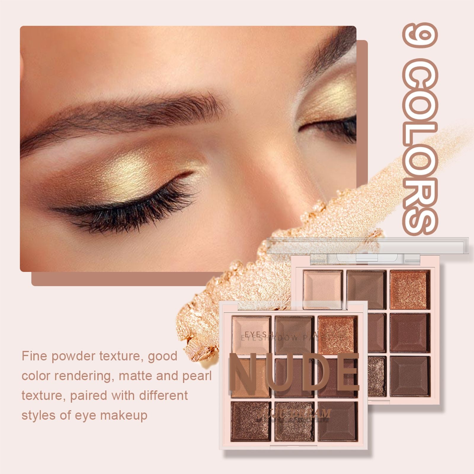 9-Color Matte & Shimmer Eyeshadow Palette - Soft Milk Tea Tones