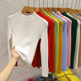 Women's Long Sleeve Mock Neck Knitted Pullover Sweater