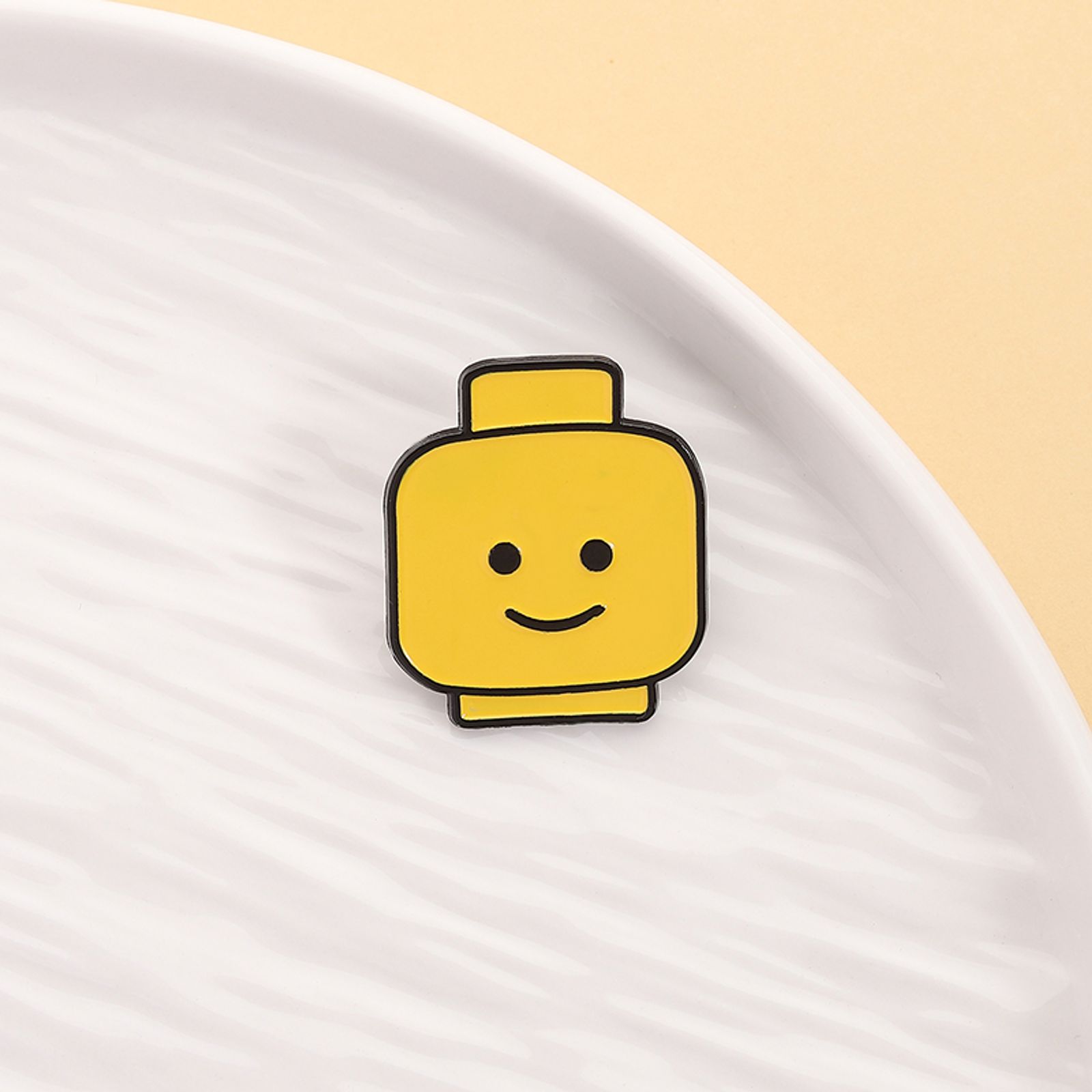 Funny Yellow Emoji Building Blocks Brooch Enamel Pin