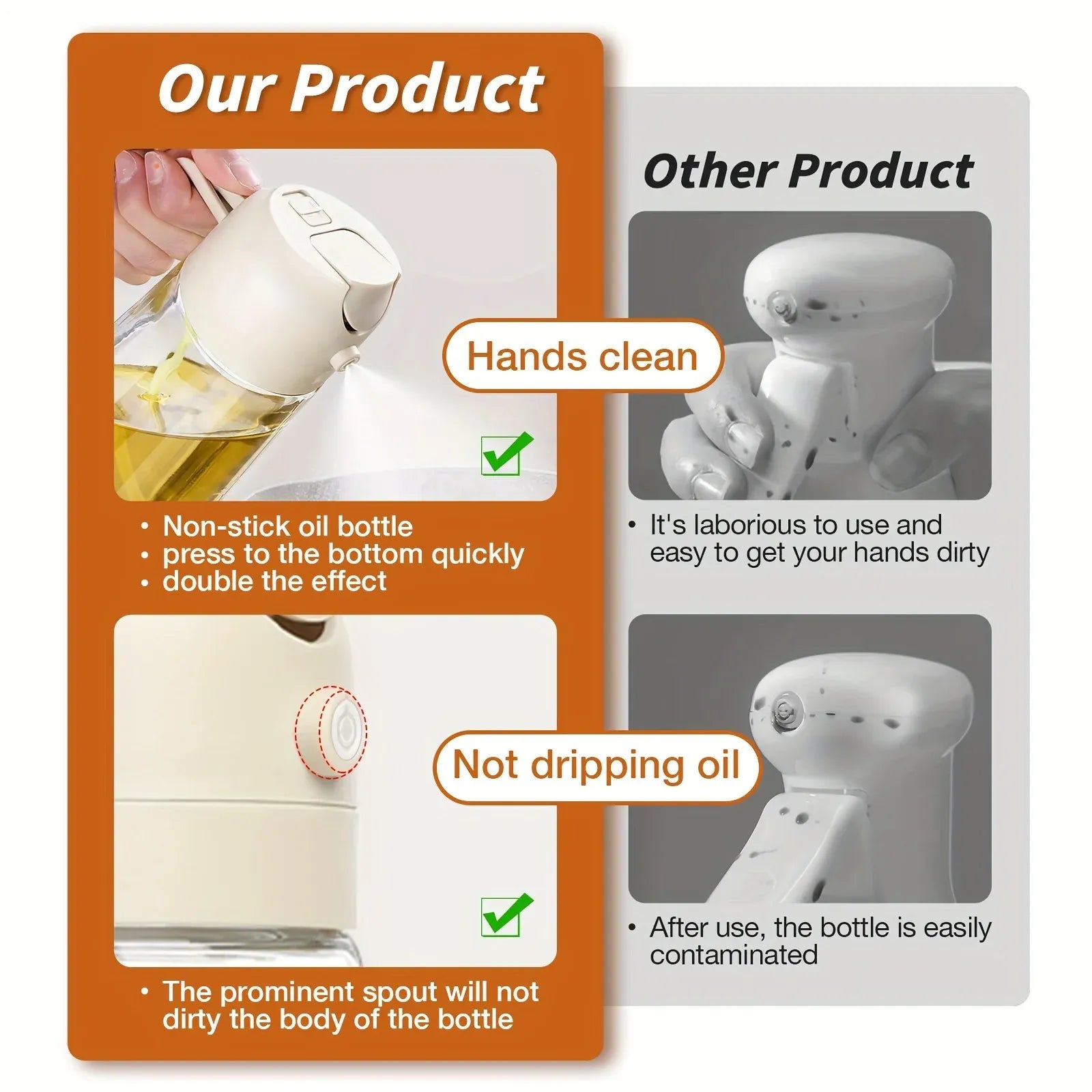 2-in-1 500ml Plastic Spray Oil Dispenser Bottle