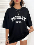 Women's Brooklyn Retro Letter Print T-shirt