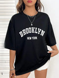Women's Brooklyn Retro Letter Print T-shirt