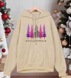 Merry Christmas Tree Print Hoodie for Men