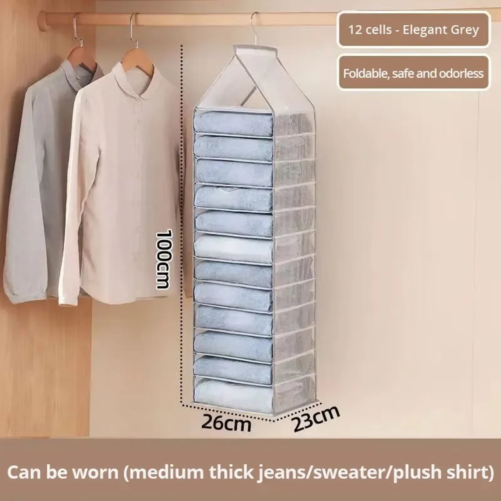 Hanging Storage Organizer for Pants, Socks, and T-Shirts