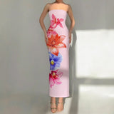 Fashionable Floral Print Slim Fit Tube Dress