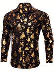 Men's 3D Printed Golden Christmas Tree Long Sleeve Shirt