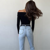 Elegant Women's Long Sleeve Backless Bodysuit Jumpsuit