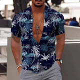 2023 Summer Men's Hawaiian Shirt in Floral Print