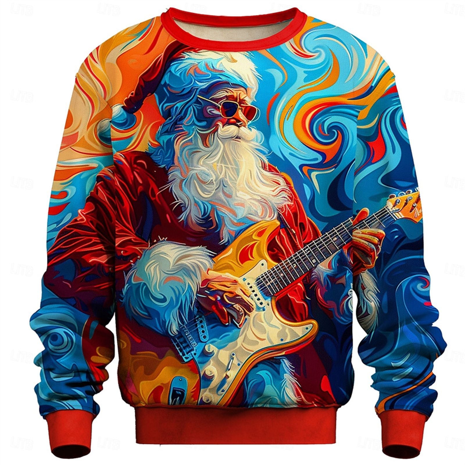 Funny Christmas Sweatshirt for Men - Motorcycle Santa Pullover