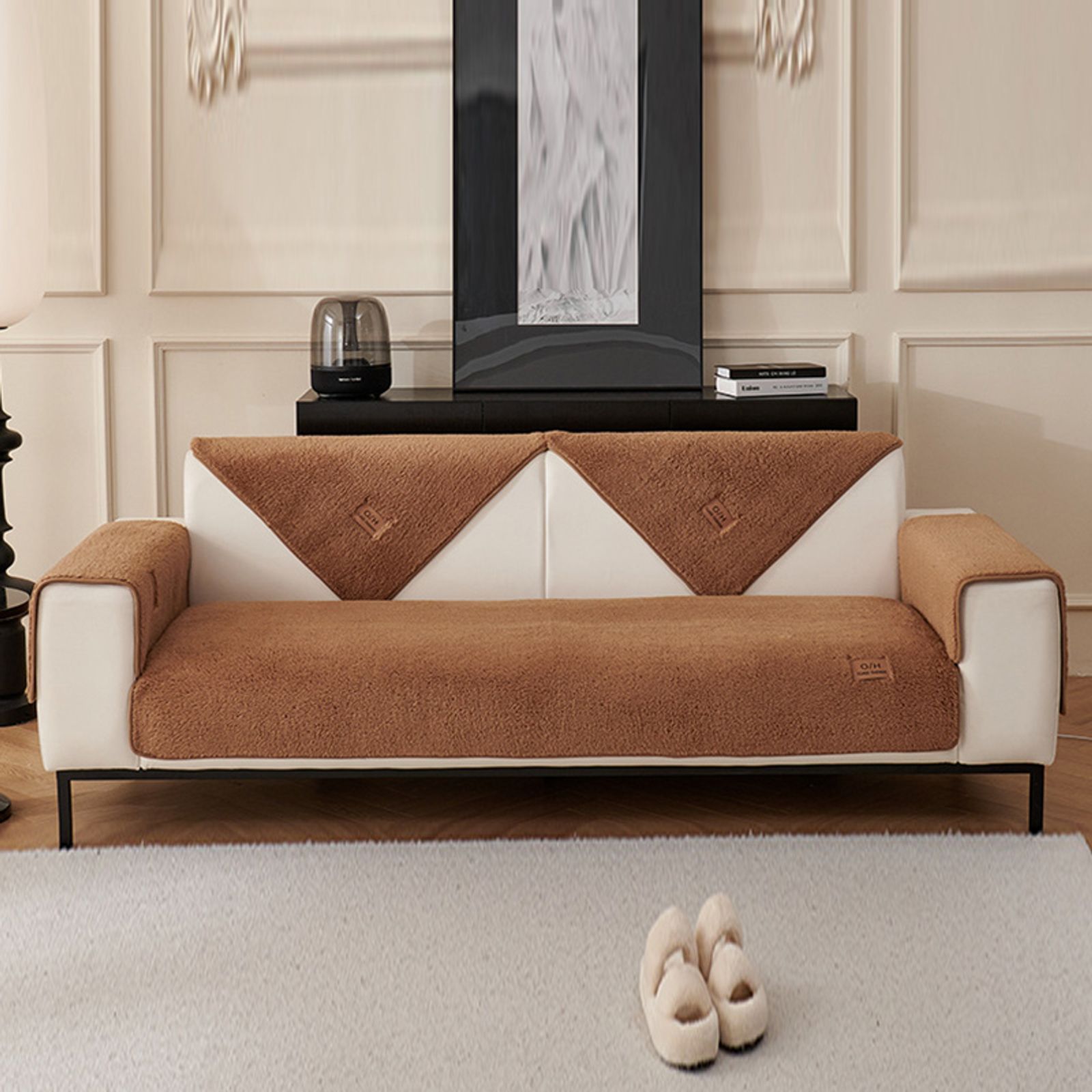 Nordic Lamb Wool Sofa Cover - Plush Warm Cushion Protector