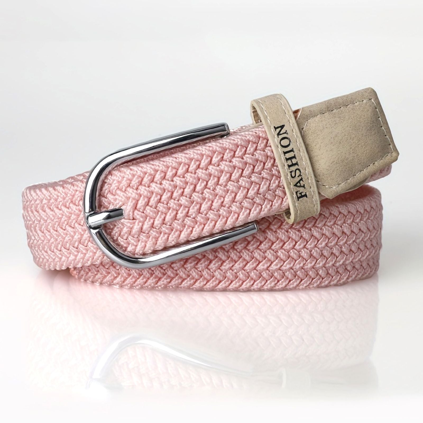 Women's Elastic Braided Stretch Belt with Pin Buckle