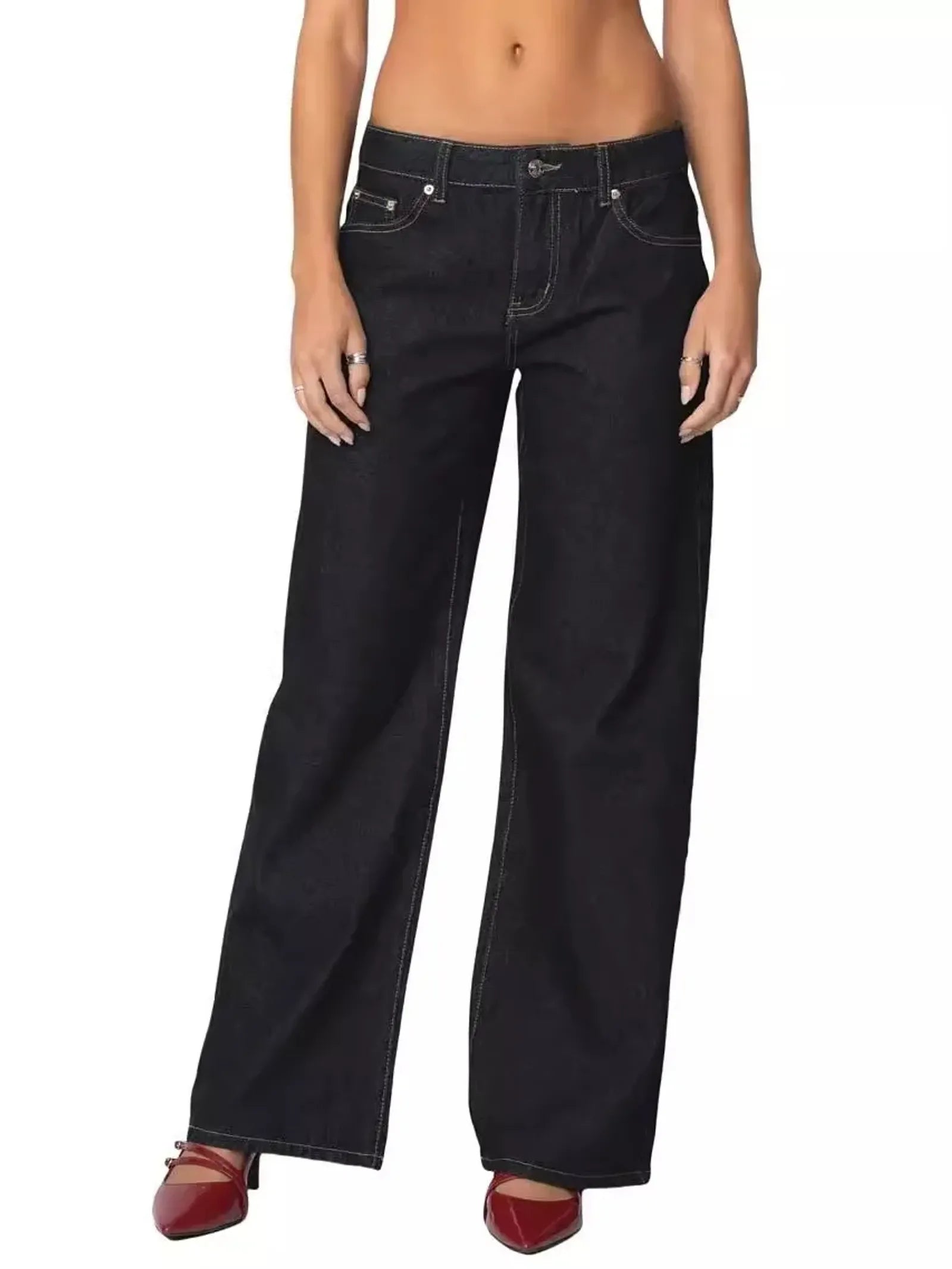 Fashionable Women's High Waist Wide Leg Jeans