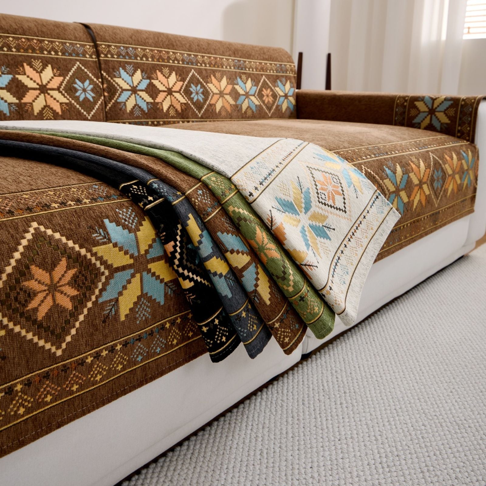 Bohemian Jacquard Chenille Sofa Cover for All Seasons