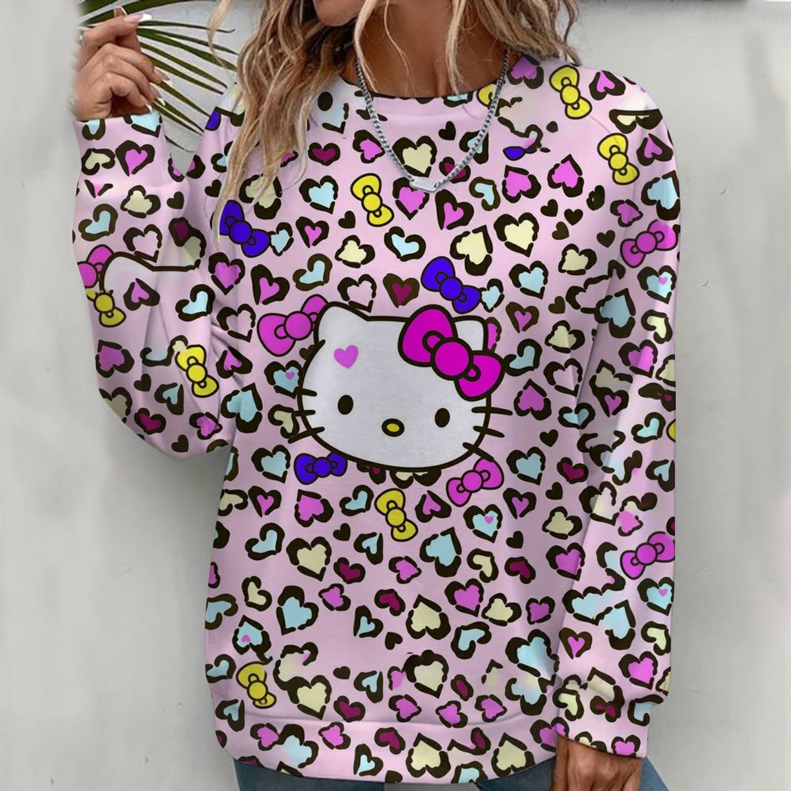Hello Kitty Women's Hoodie - Fashionable Round Neck Sweatshirt
