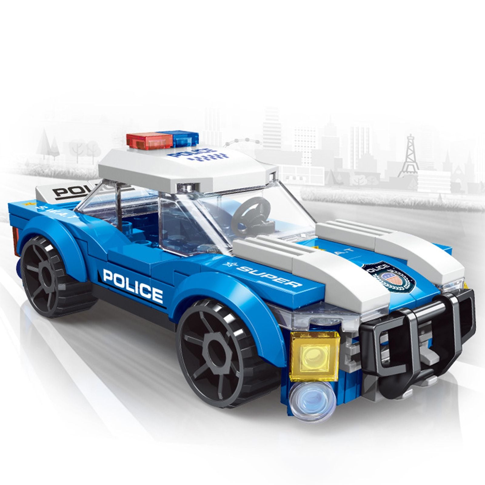 City Police Helicopter Building Blocks Educational Toy