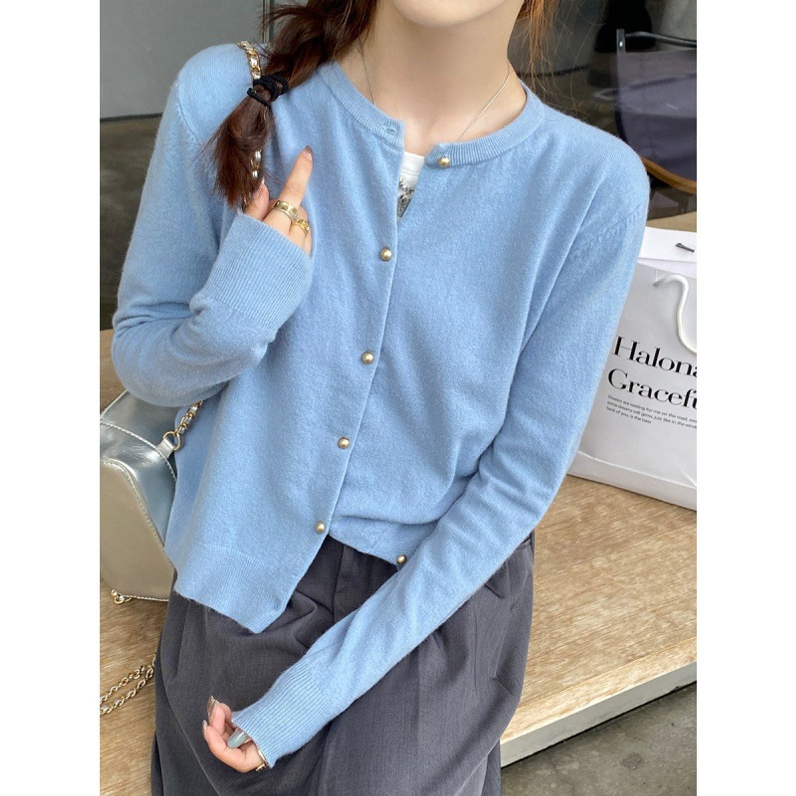 Women's O Neck Knitted Cardigan - Spring Autumn Style