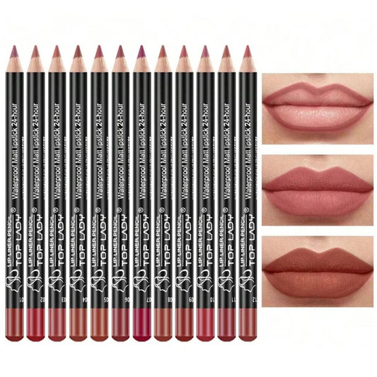 12-Piece Lip Liner and Matte Lipstick Pencil Set