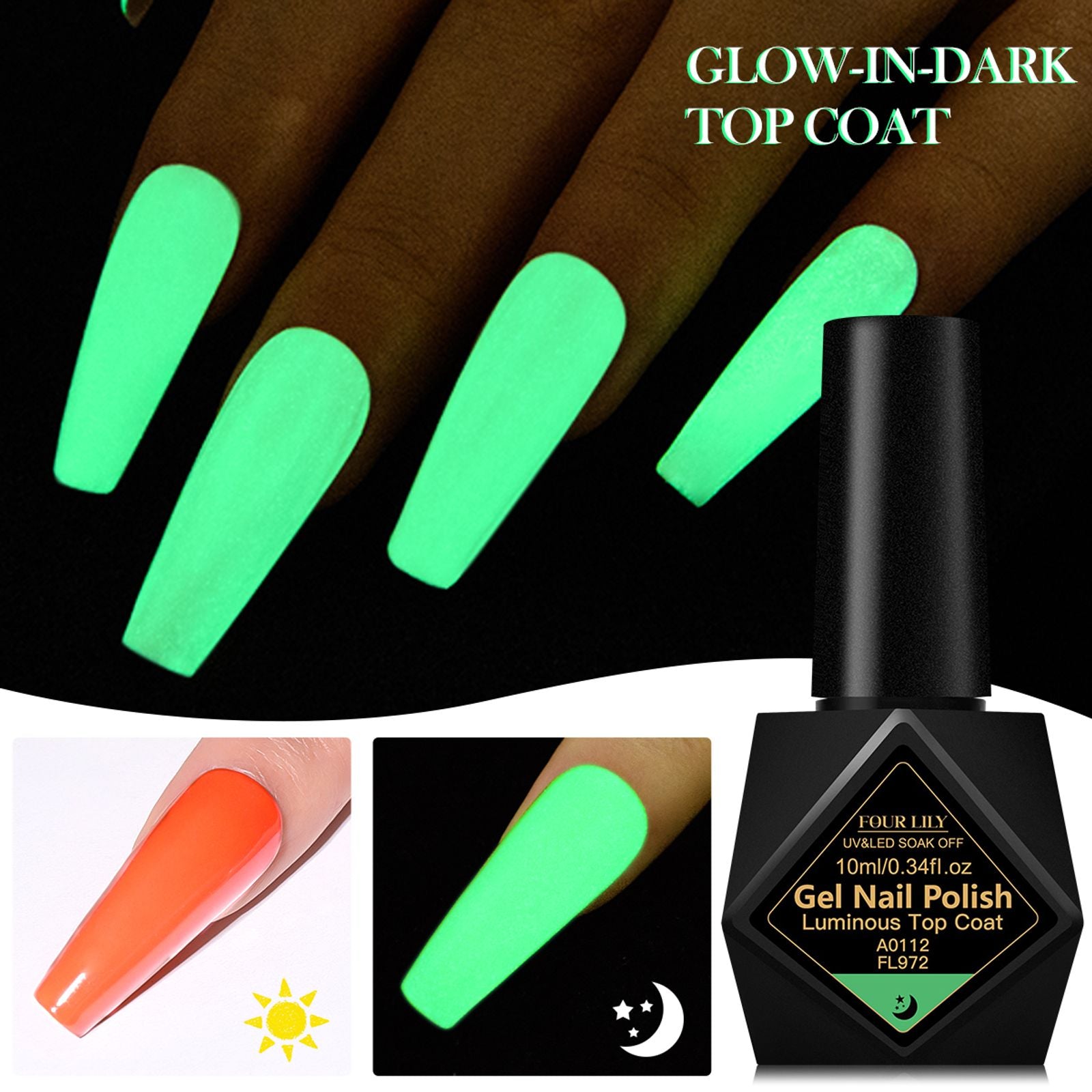 FOUR LILY Glow-in-the-Dark Green Gel Nail Polish 10ml