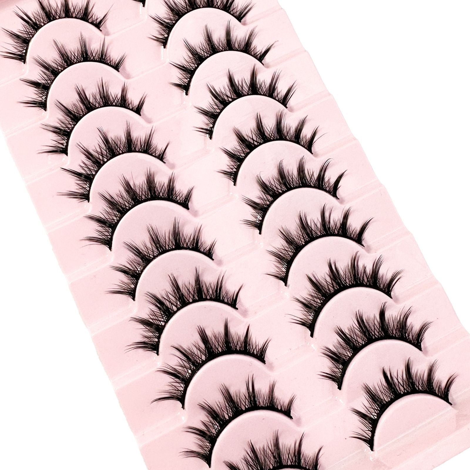 3D Cat Eye Faux Mink Lashes - 10 Pairs Natural & Fluffy