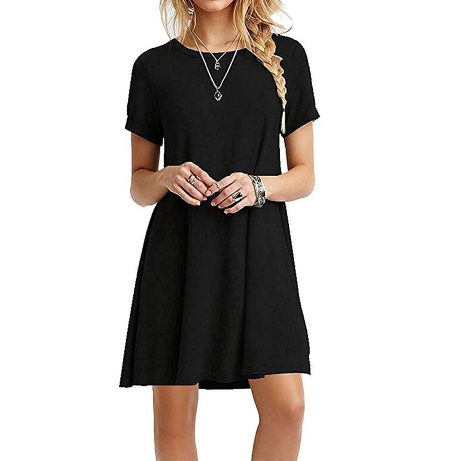 Women’s Vintage Casual Short Sleeve T-Shirt Dress