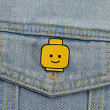 Funny Yellow Emoji Building Blocks Brooch Enamel Pin