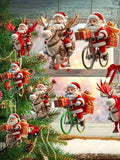 12-Piece Wooden Santa Claus Ornament Set