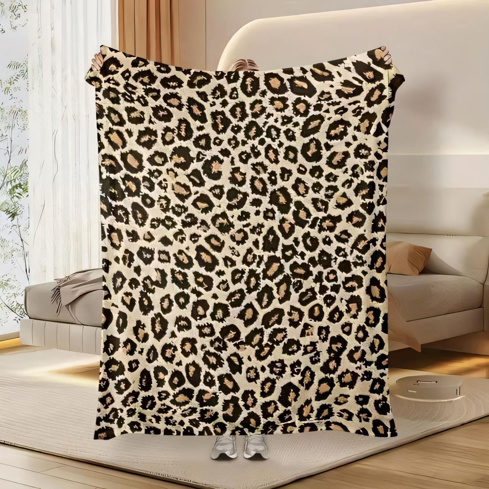 Large Leopard Print Blanket - Soft Cozy Throw for Home Decor