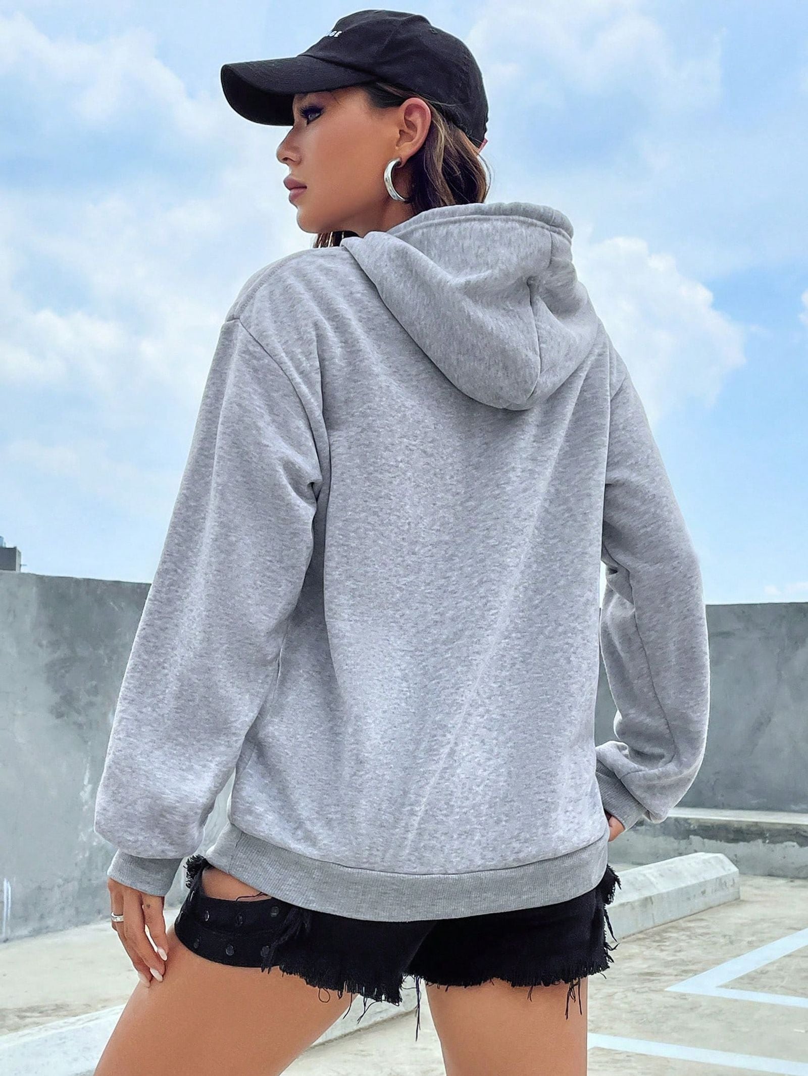 Solid Color Casual Hoodie for Women