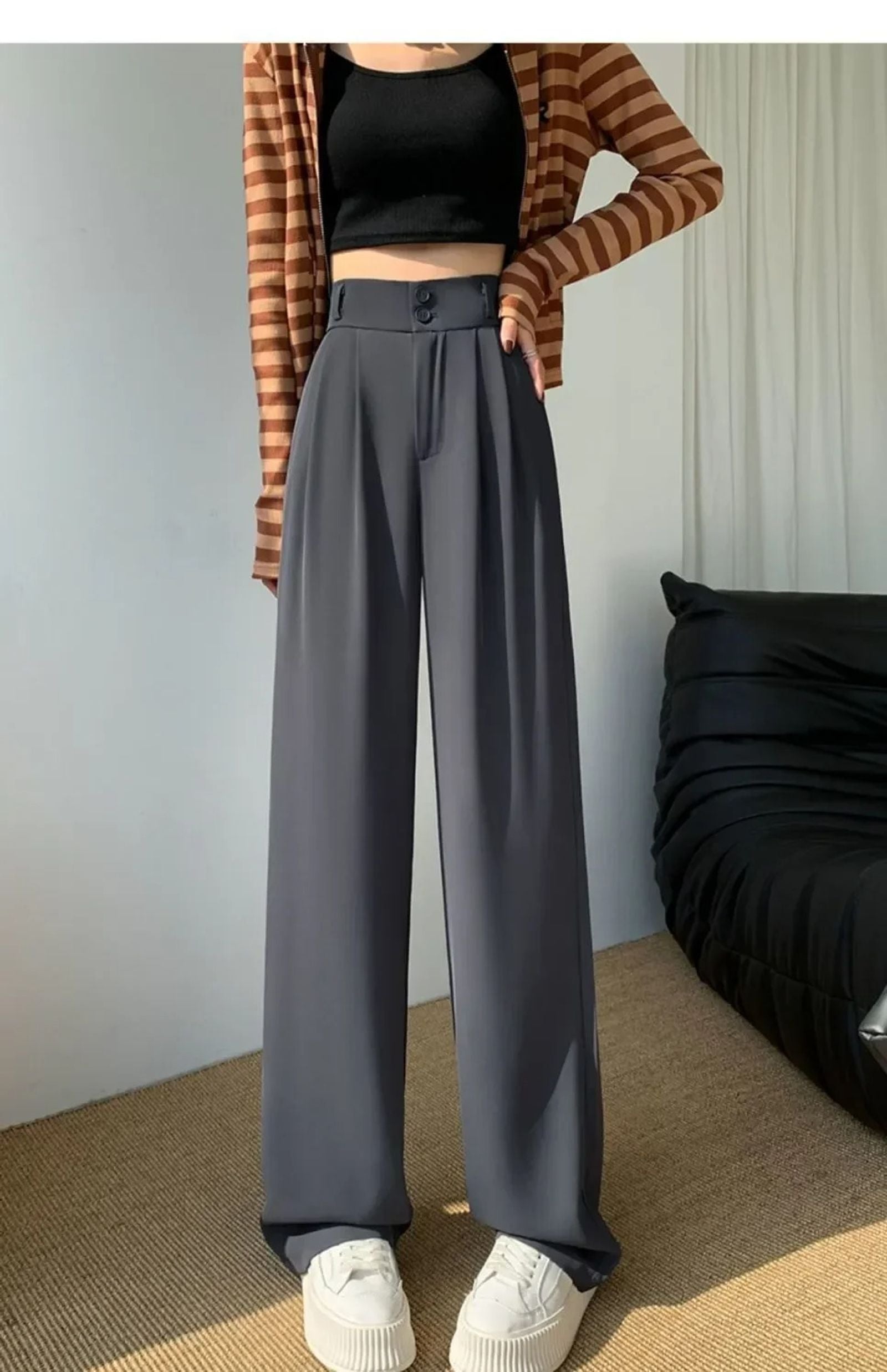 Elegant Wide Leg Pants for Women - High Waist Black Trousers