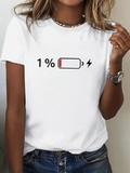 Women's Battery Print Graphic Casual T-Shirt