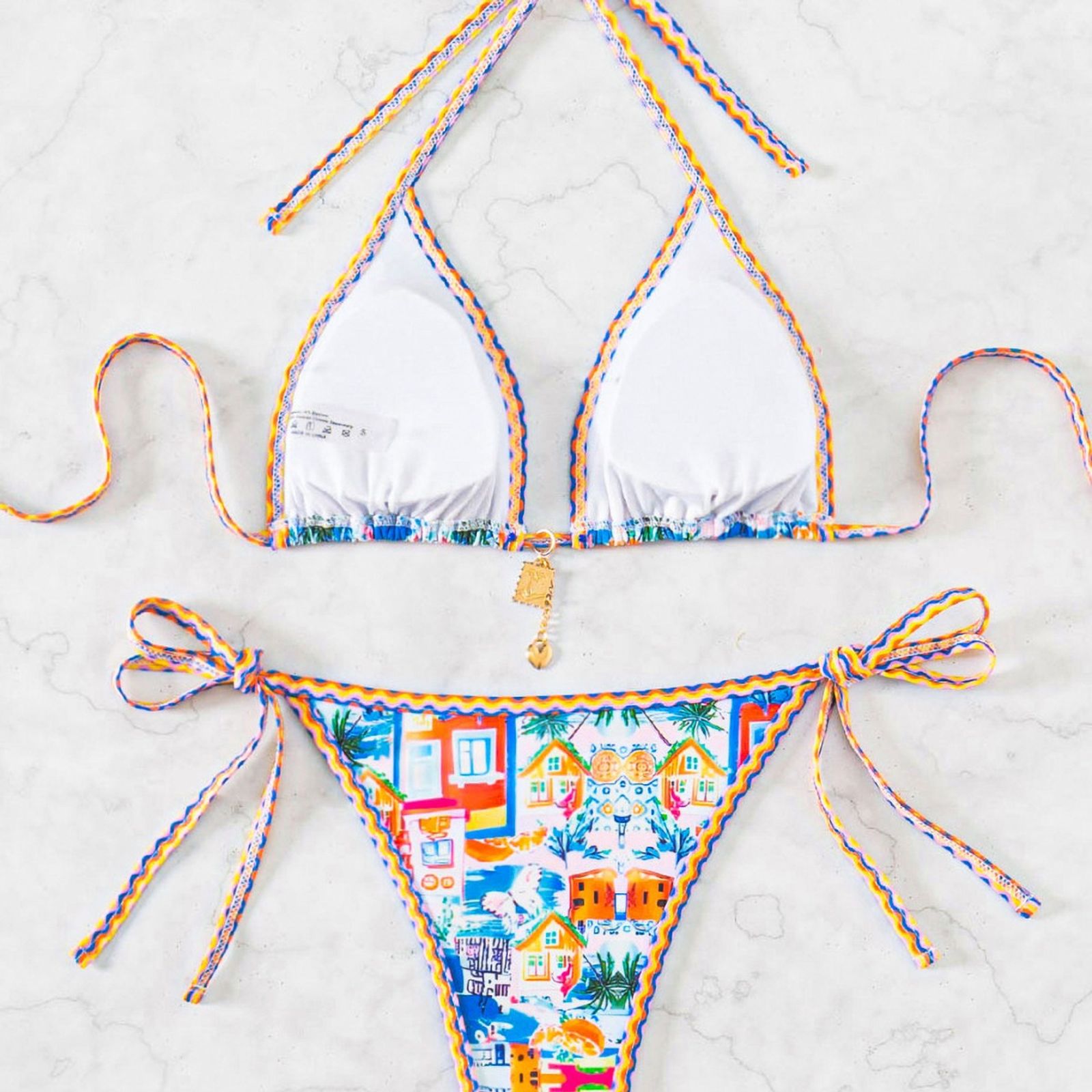 2025 Triangle Bikini Set - Floral Print Push Up & Brazilian Bottoms