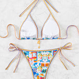 2025 Triangle Bikini Set - Floral Print Push Up & Brazilian Bottoms