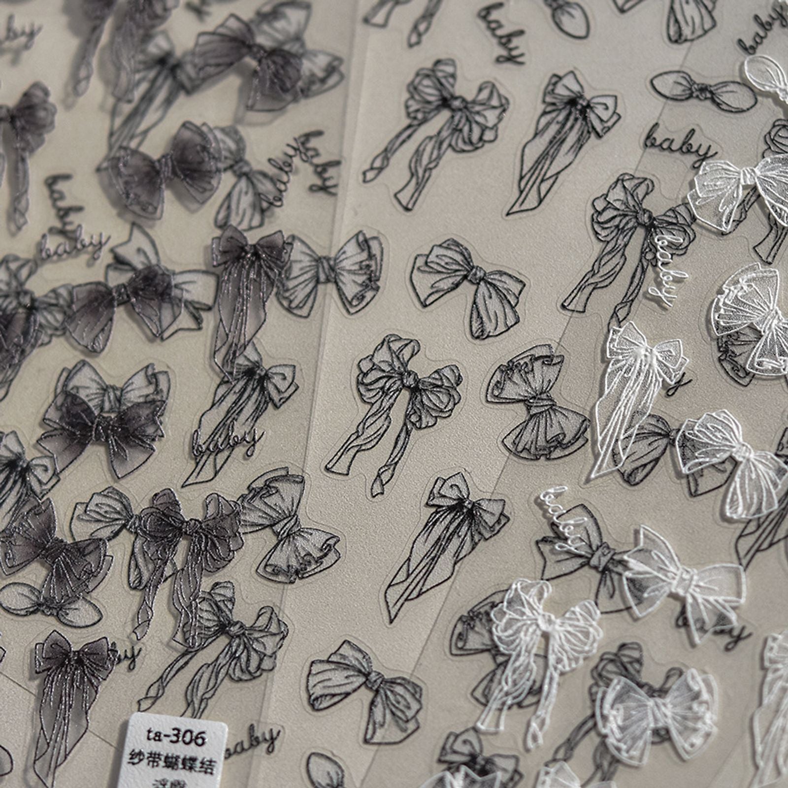 5D Japanese Bowtie Nail Stickers - Lace Bow & Ribbon Design