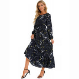 Women’s Bohemian Floral Maxi Dress with Full Sleeves