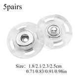 5 Pairs Plastic Transparent Hidden Snap Buttons for Coats