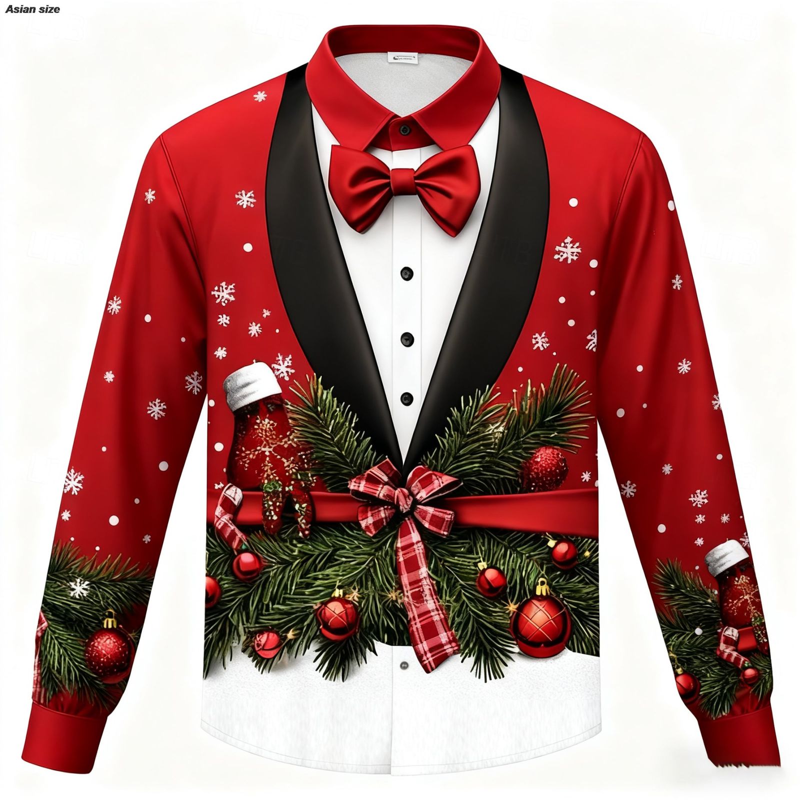 Men's 3D Printed Christmas Tailcoat Funny Button-Up Shirt