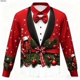 Men's 3D Printed Christmas Tailcoat Funny Button-Up Shirt