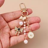 Cute Bowknot Love Heart Keychain with Crystal and Pearl