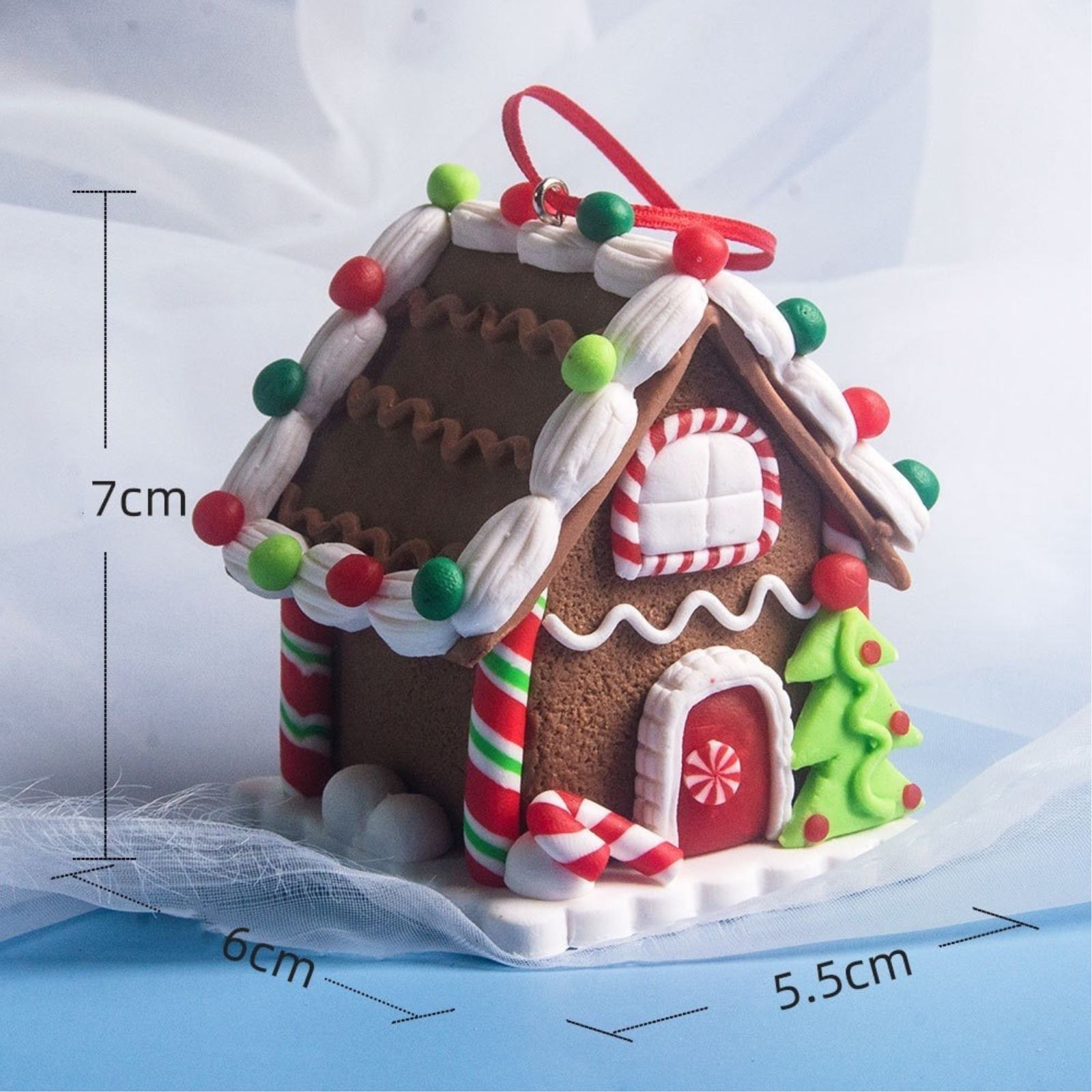 5-Piece Gingerbread House Christmas Ornament Set