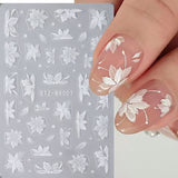 3D White Flower Nail Art Stickers