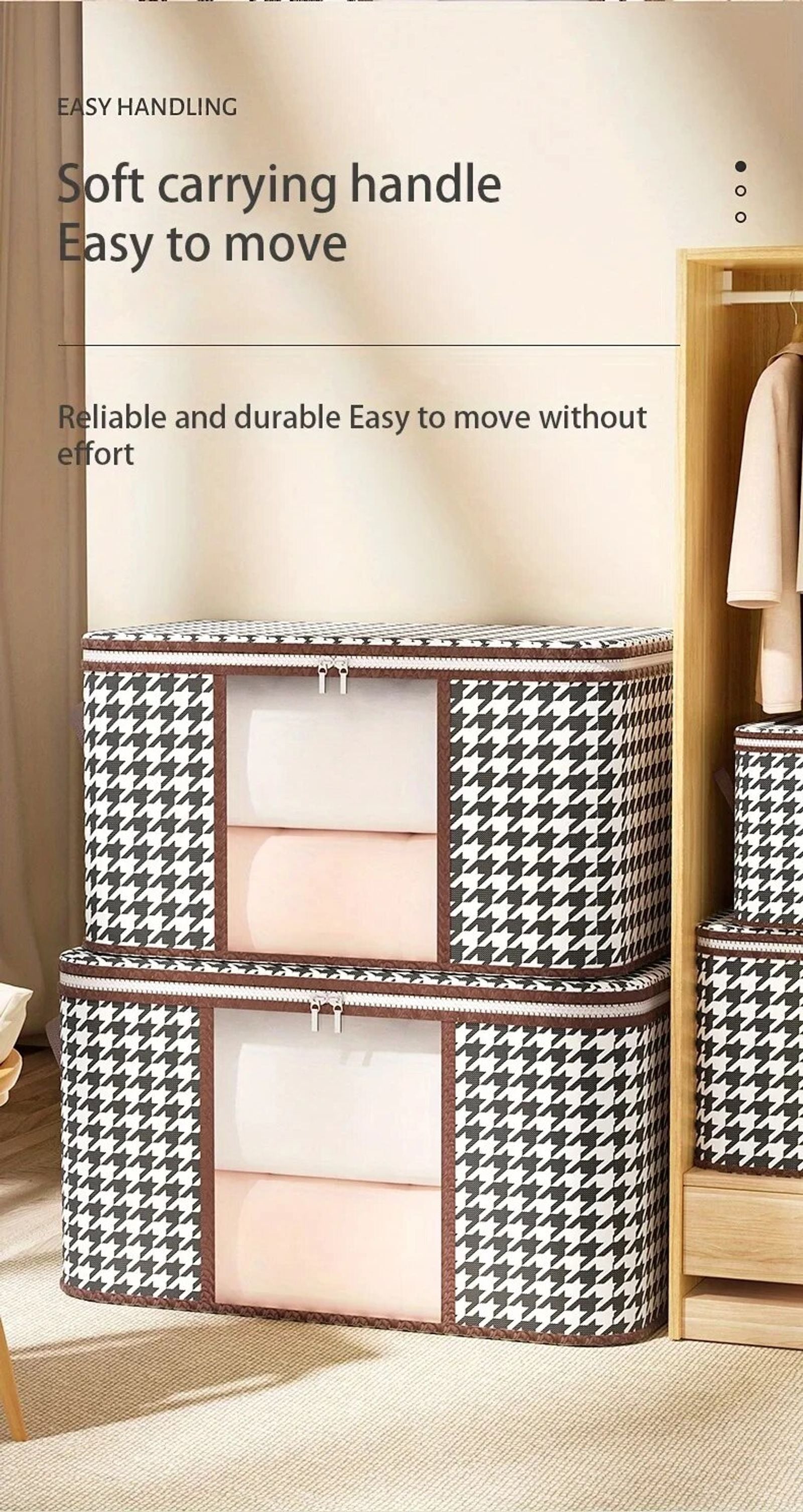 Large Clear Foldable Storage Box with Handles and Zipper