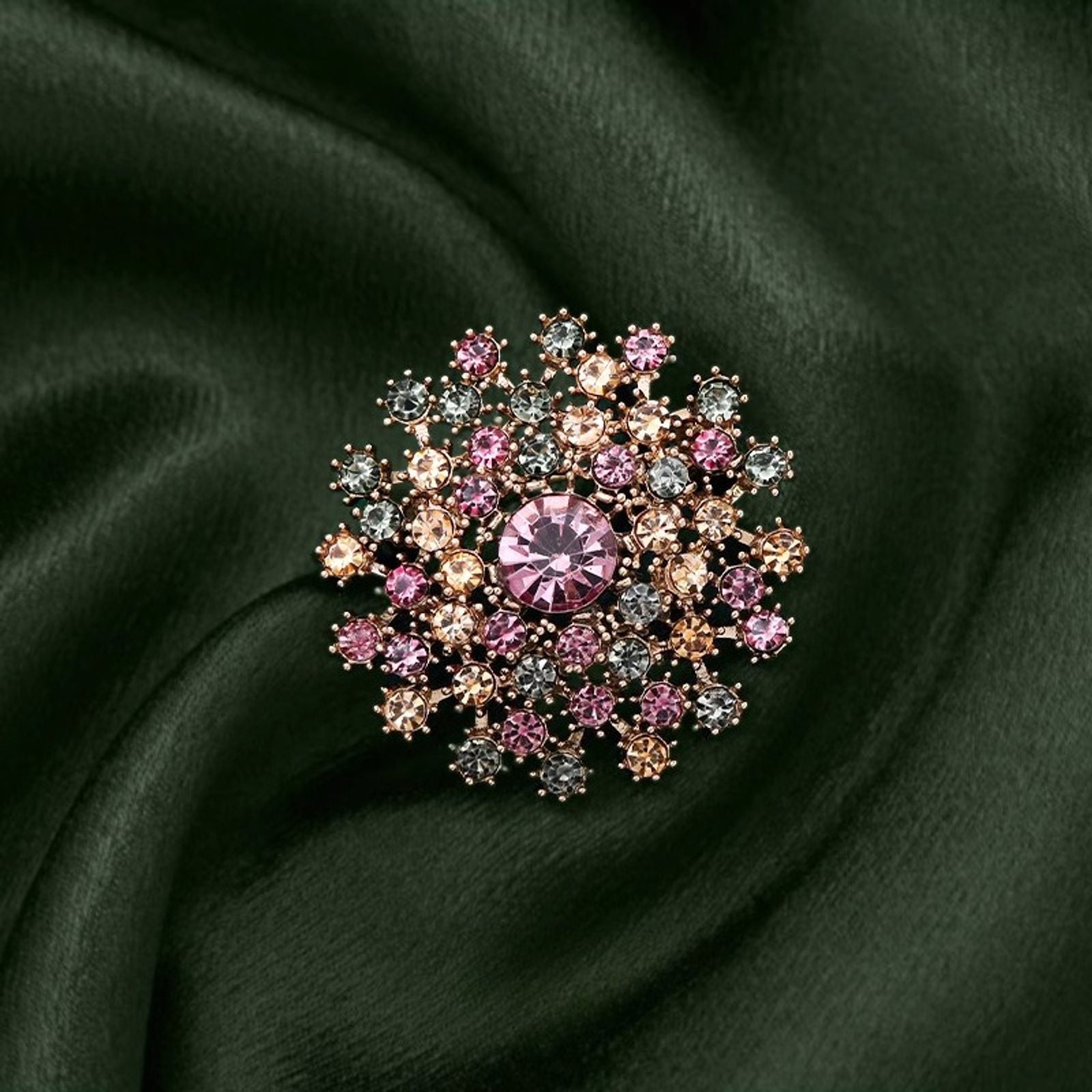 Elegant Colorful Crystal Star Flower Brooch Pin